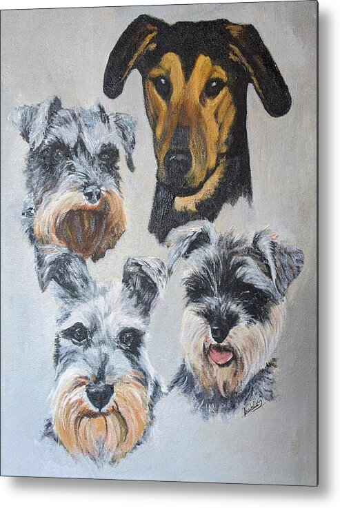 Dogs Metal Print featuring the painting Dog portraits by Abbie Shores