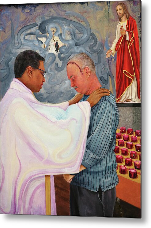 Fr. John Britto Metal Print featuring the painting Final Blessing by Richard Barone