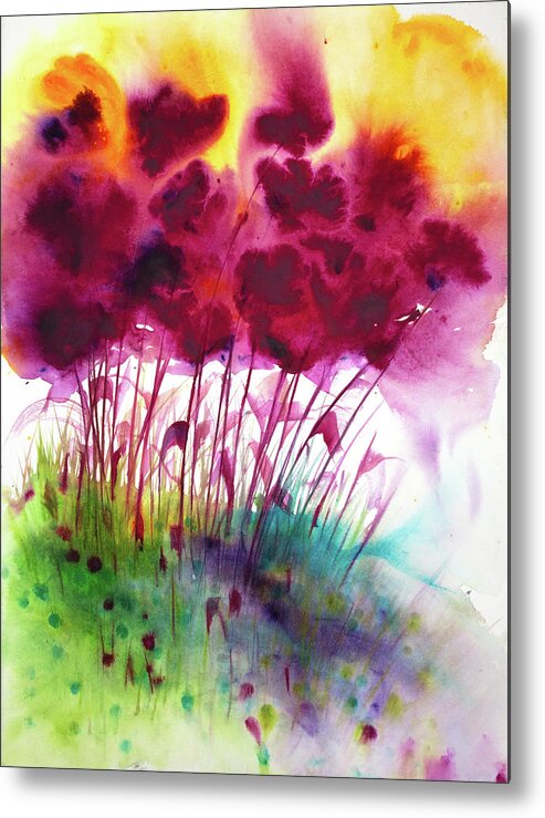 Watercolour Metal Print featuring the painting Gravity Pulls On the Last by Petra Rau