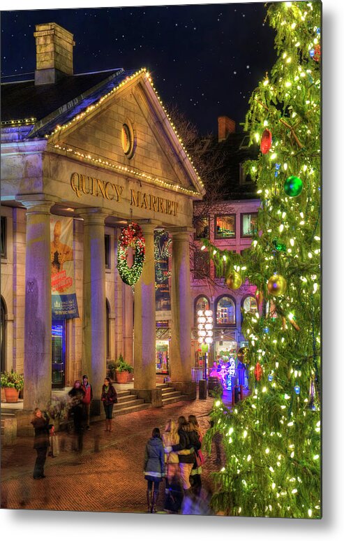 Boston Metal Print featuring the photograph Quincy Market Holiday Colors - Boston by Joann Vitali