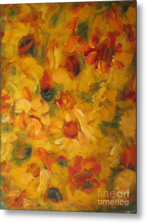 Flowers Field Metal Print featuring the painting Sun flowers by Fereshteh Stoecklein