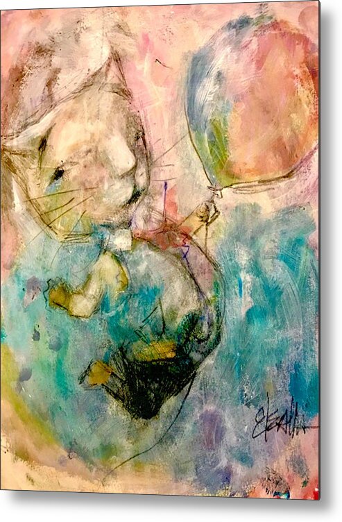 Cat Metal Print featuring the mixed media Up and Away by Eleatta Diver