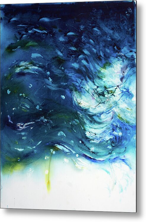 Watercolour Metal Print featuring the painting WindBlown Blue too by Petra Rau