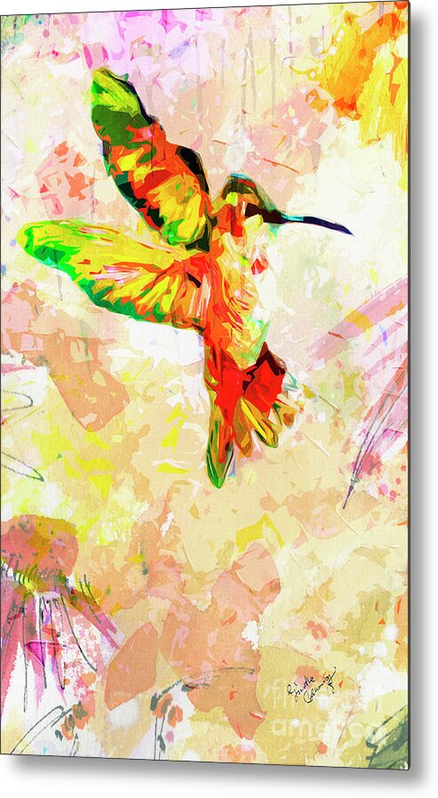 Hummingbird Metal Print featuring the mixed media Modern Expressive Hummingbird by Ginette Callaway