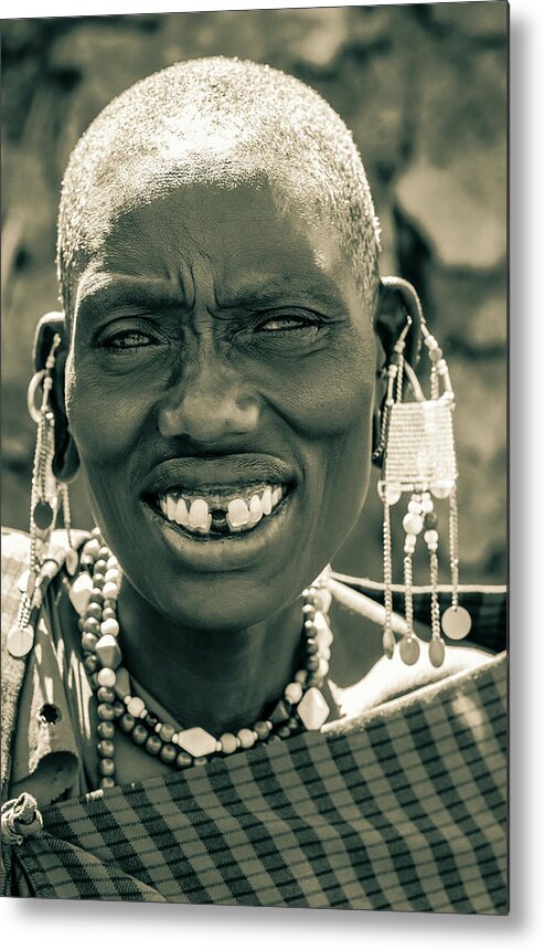 Adventure Traveler Metal Print featuring the photograph 4216 Maasai Woman Ngorongoro Tanzania by Amyn Nasser Neptune Gallery