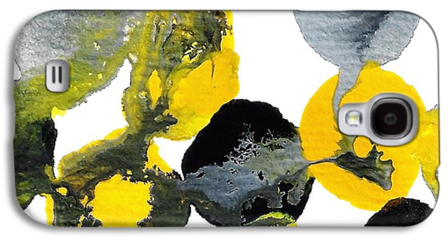 Abstract Galaxy S4 Case featuring the painting Yellow and Gray Interactions 2 by Amy Vangsgard