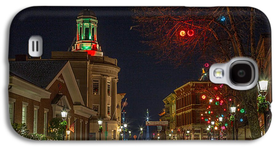 Bath Maine Front Street Main Street Holiday Christmas Night Galaxy S4 Case featuring the photograph Christmas in Bath #1 by David Hufstader