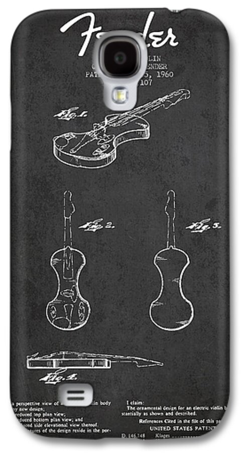 Violin Galaxy S4 Case featuring the digital art Electric Violin Patent Drawing From 1960 #2 by Aged Pixel