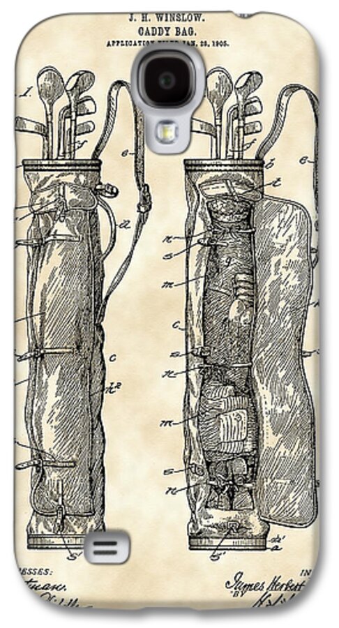 Golf Galaxy S4 Case featuring the digital art Golf Bag Patent 1905 - Vintage by Stephen Younts