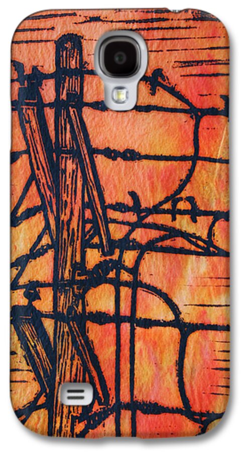 Bird Galaxy S4 Case featuring the drawing Lines and Birds #4 by William Cauthern
