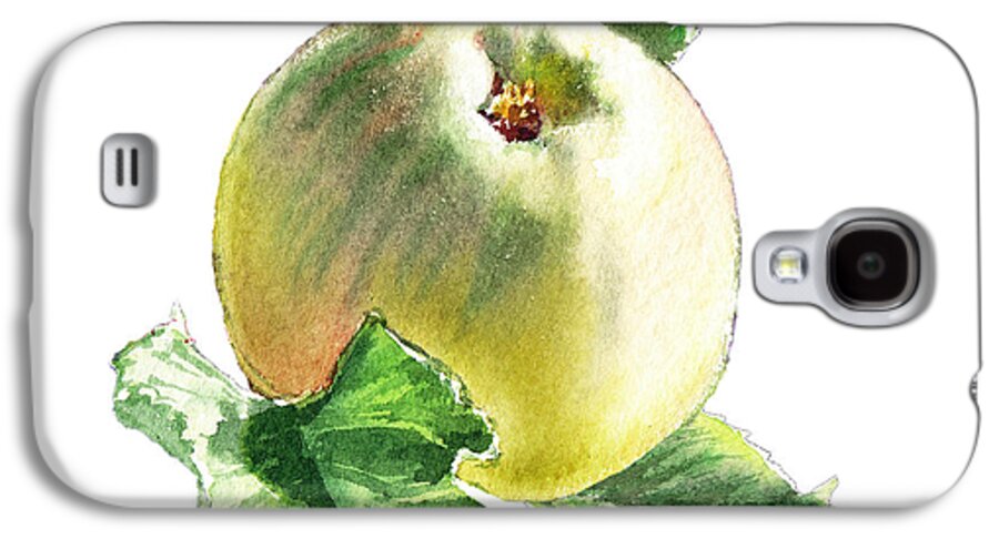 Apple Galaxy S4 Case featuring the painting ArtZ Vitamins Series A Happy Green Apple by Irina Sztukowski