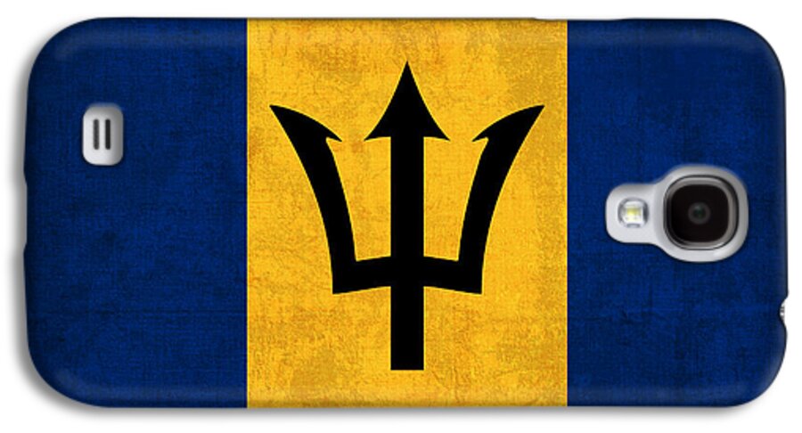 Barbados Galaxy S4 Case featuring the mixed media Barbados Flag Vintage Distressed Finish by Design Turnpike