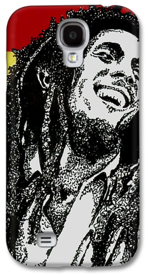 Bob Marley Galaxy S4 Case featuring the drawing Bob Marley-Laughing by Cory Still
