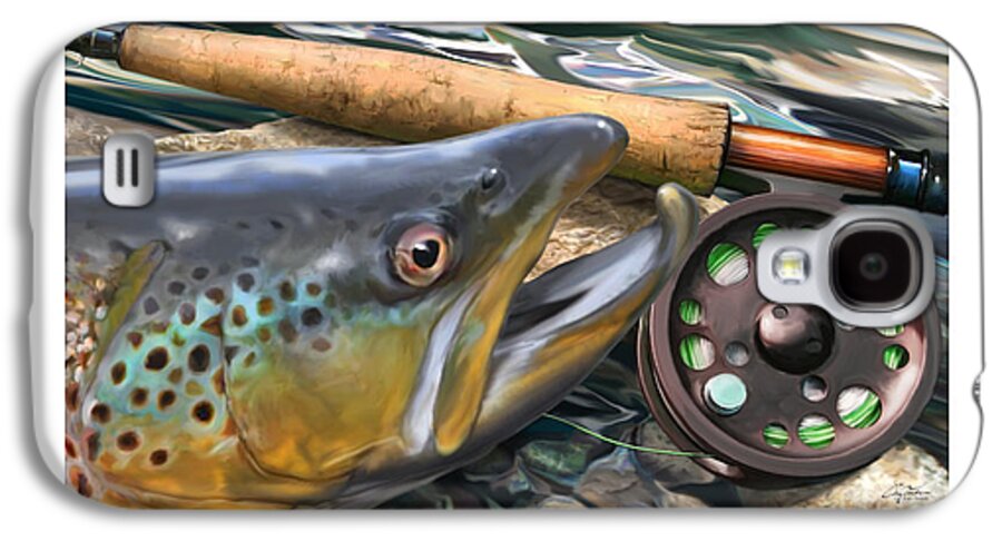 Sports Galaxy S4 Case featuring the digital art Brown Trout Sunset by Craig Tinder
