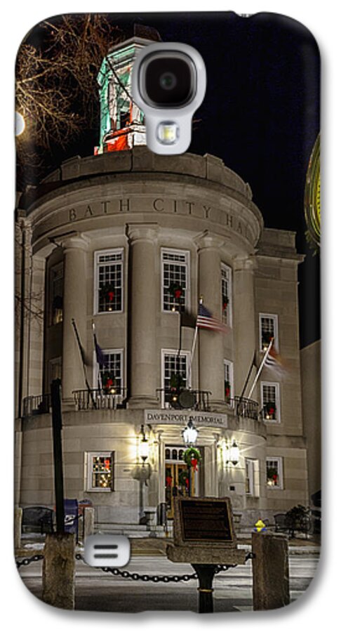 Bath Maine City Hall Front Street Main Street Winter Holiday Christmas History Galaxy S4 Case featuring the photograph City Hall by David Hufstader