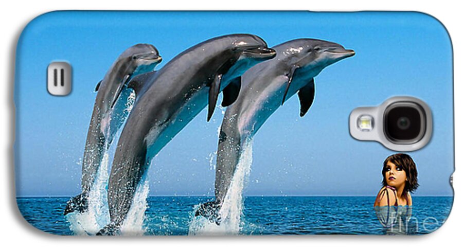 Fantasy Galaxy S4 Case featuring the mixed media Dolphin Dreams by Marvin Blaine