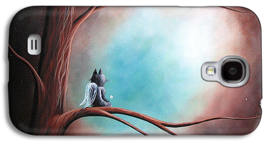 Cat Art Galaxy S4 Case featuring the painting Original Cat Artwork - Dreams Can Take You Far by Moonlight Art Parlour