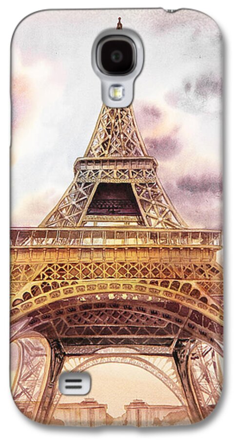 Vintage Galaxy S4 Case featuring the painting Eiffel Tower Vintage Art by Irina Sztukowski