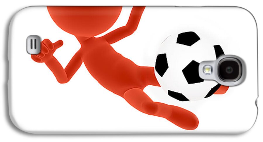 Football Galaxy S4 Case featuring the digital art Football soccer shooting jumping pose by Michal Bednarek