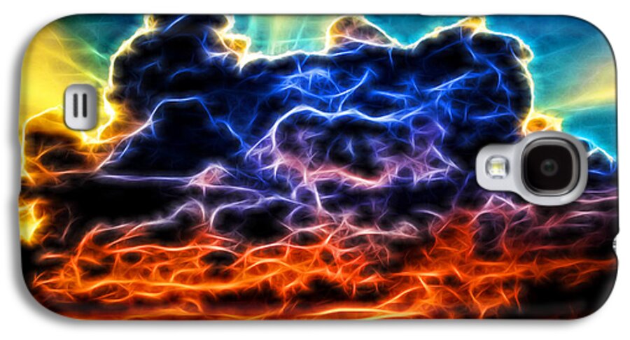 Rainbow Galaxy S4 Case featuring the photograph Funky Glowing Electrified Rainbow Clouds Abstract by Shelley Neff