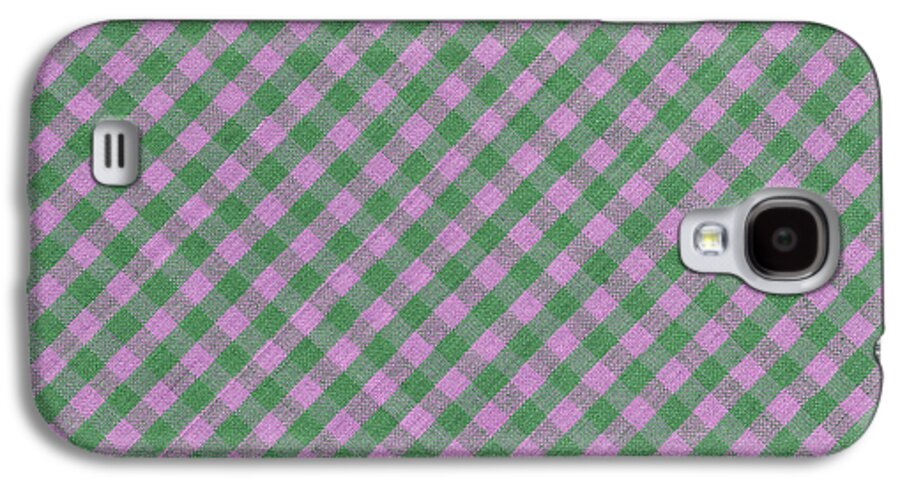 Pattern Galaxy S4 Case featuring the photograph Green And Pink Checkered diagonal Tablecloth Cloth Background by Keith Webber Jr
