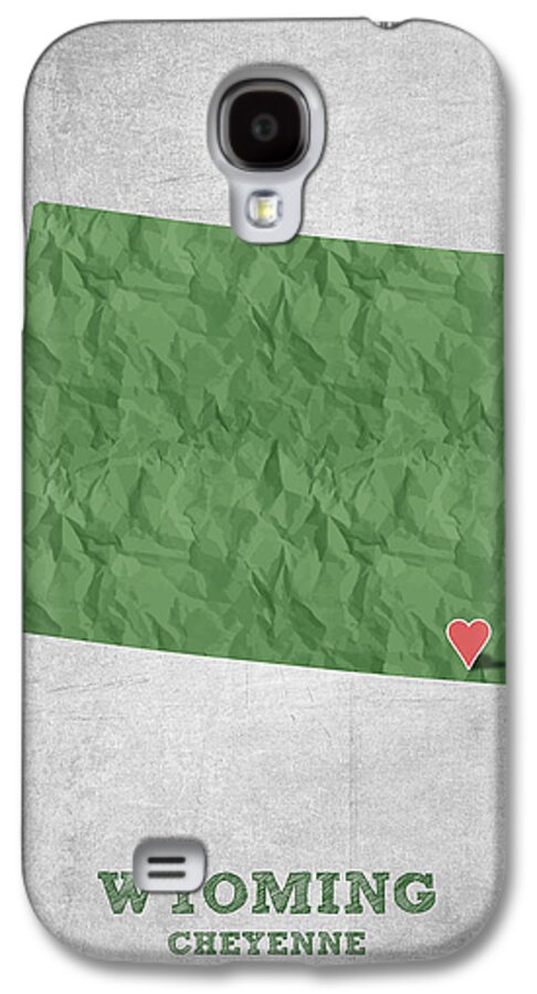 Cheyenne Galaxy S4 Case featuring the drawing I love Cheyenne Wyoming - Green by Aged Pixel