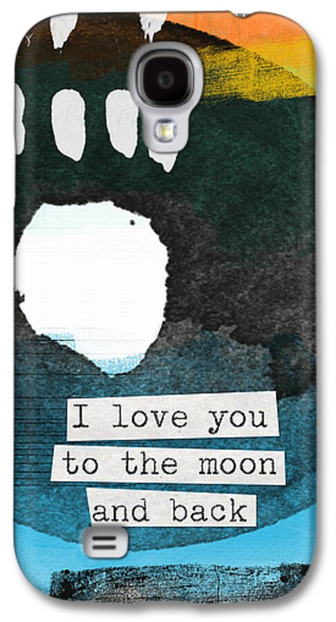 #faaAdWordsBest Galaxy S4 Case featuring the painting I Love You To The Moon And Back- abstract art by Linda Woods