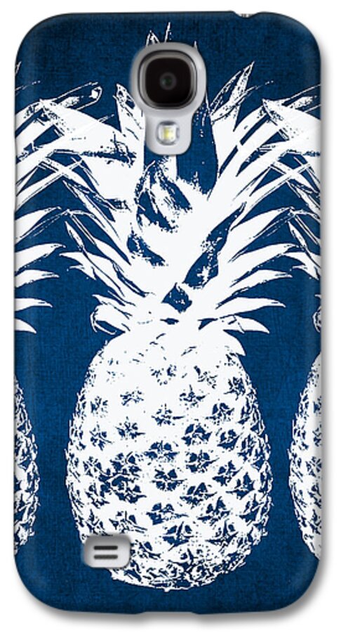 Indigo White Pineapple Blue White Print Fruit Food Kitchen Art Nature Tropical Cafe Art Bakery Art Peaceful Coastal Hawaii Beach Bedroom Art Rate My Skype Room Living Room Art Gallery Wall Art Art For Interior Designers Hospitality Art Set Design Wedding Gift Art By Linda Woods Vacation Travel Galaxy S4 Case featuring the painting Indigo and White Pineapples by Linda Woods