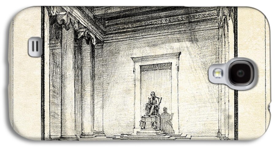 Lincoln Galaxy S4 Case featuring the drawing Lincoln Memorial Sketch III #2 by Gary Bodnar