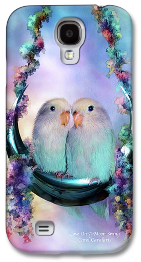 Lovebird Galaxy S4 Case featuring the mixed media Love On A Moon Swing by Carol Cavalaris