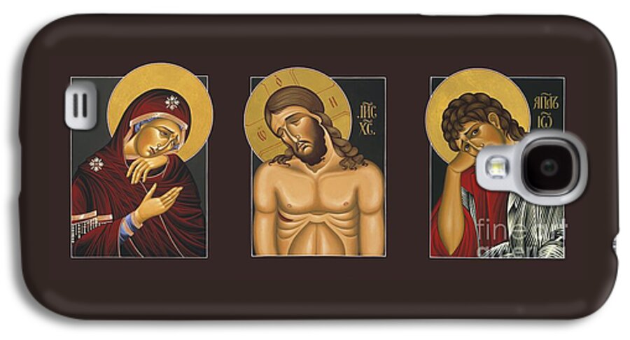 our Lady Of Sorrows jesus Christ Extreme Humility And st. John The Apostle Together In An Amazingly Powerful Triptych. Father Bill Mcnichols Galaxy S4 Case featuring the painting Passion Triptych by William Hart McNichols