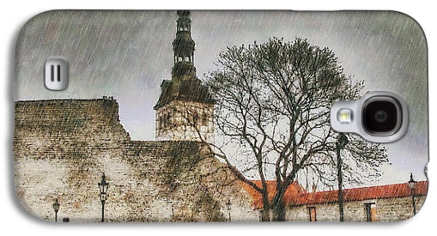 Rain In The Castle Galaxy S4 Case featuring the drawing Rain and castle by Yury Bashkin