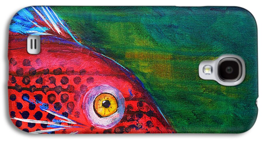 Abstract Galaxy S4 Case featuring the painting Red Fish by Nancy Merkle