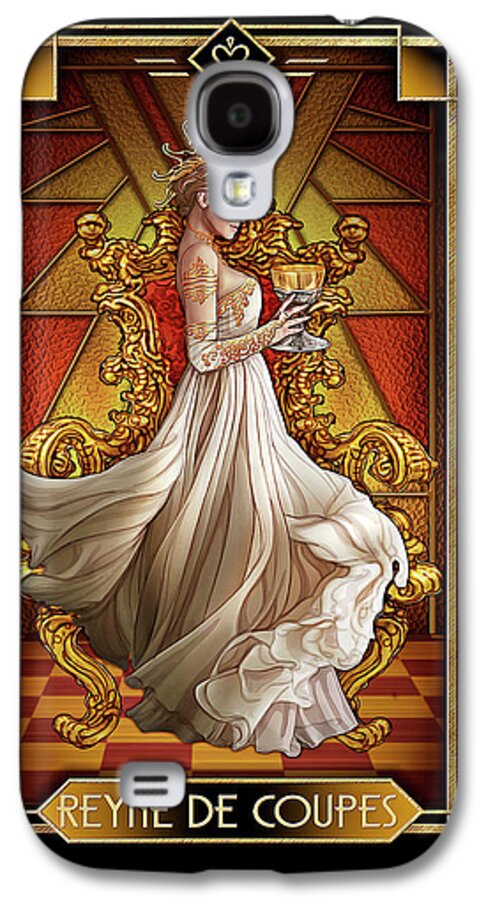 Tarot Galaxy S4 Case featuring the drawing Reyne De Coupe by MGL Meiklejohn Graphics Licensing