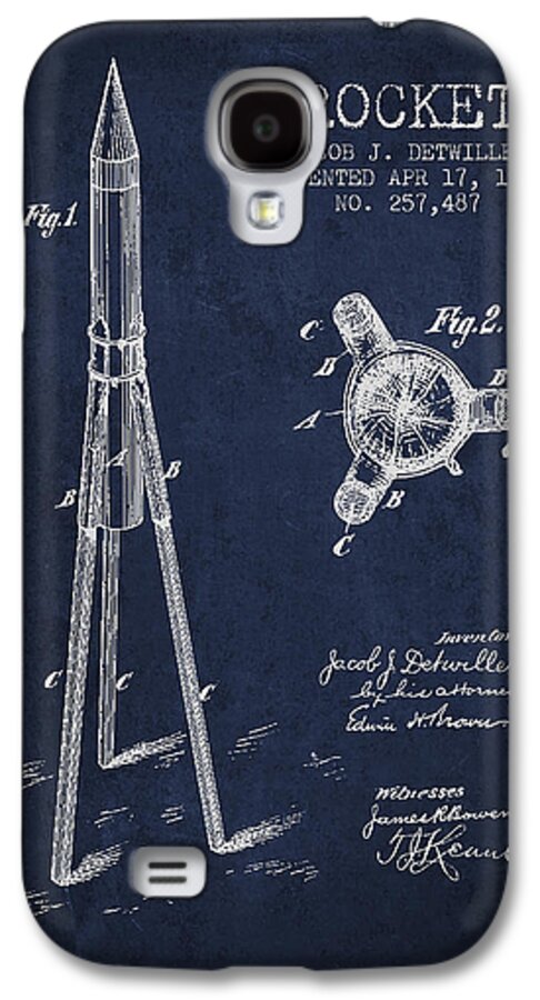 Rocket Patent Galaxy S4 Case featuring the digital art Rocket Patent Drawing From 1883 by Aged Pixel
