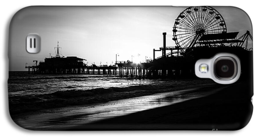 America Galaxy S4 Case featuring the photograph Santa Monica Pier in Black and White by Paul Velgos