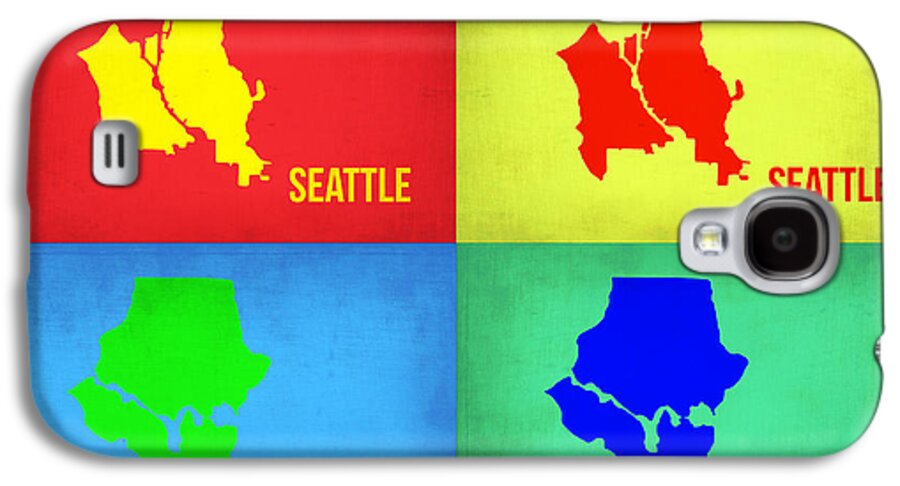 Seattle Map Galaxy S4 Case featuring the painting Seattle Pop Art Map 1 by Naxart Studio