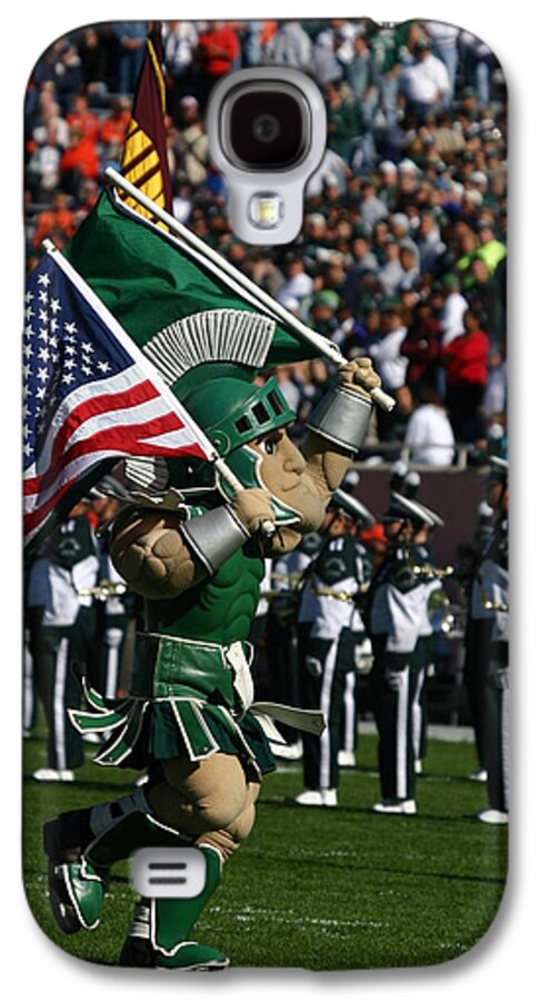 Michigan State University Galaxy S4 Case featuring the photograph Sparty at Football Game by John McGraw
