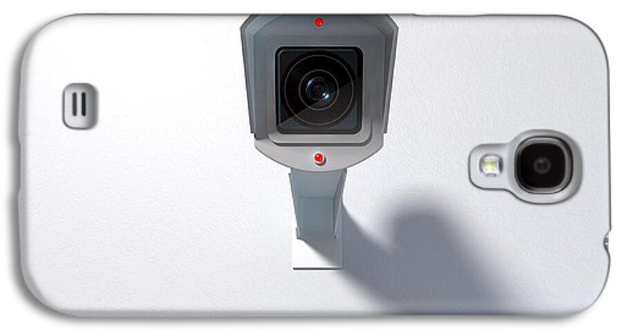 Camera Galaxy S4 Case featuring the digital art Surveillance Camera On White by Allan Swart