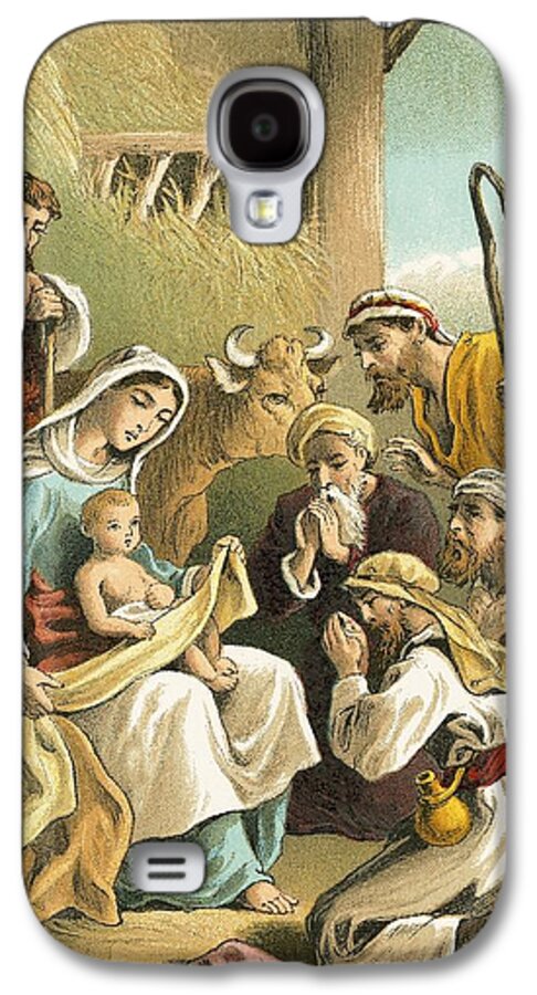 Shepherds Galaxy S4 Case featuring the painting The Adoration of the Shepherds by English School