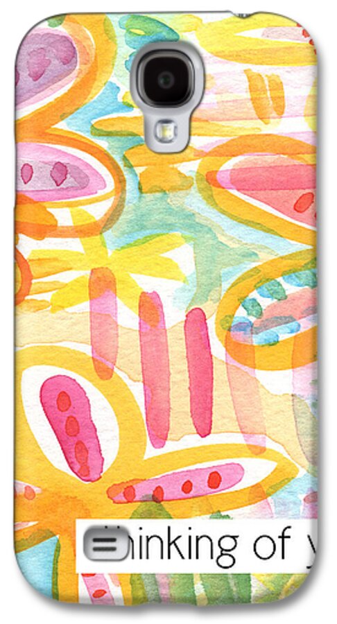 #faaAdWordsBest Galaxy S4 Case featuring the painting Thinking of You- Flower Card by Linda Woods
