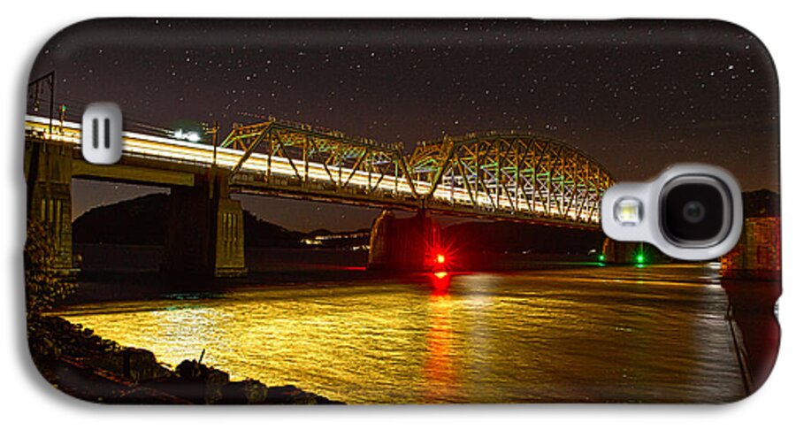Hawkesbury River Railway Bridge Galaxy S4 Case featuring the photograph Train lights in the night by Miroslava Jurcik