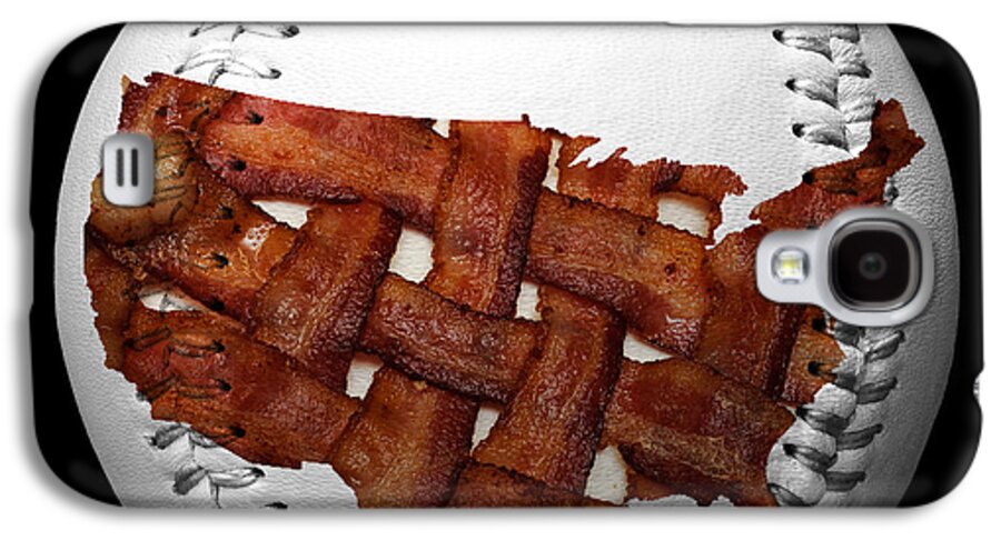 Baseball Galaxy S4 Case featuring the photograph US Bacon Weave Map Baseball Square by Andee Design