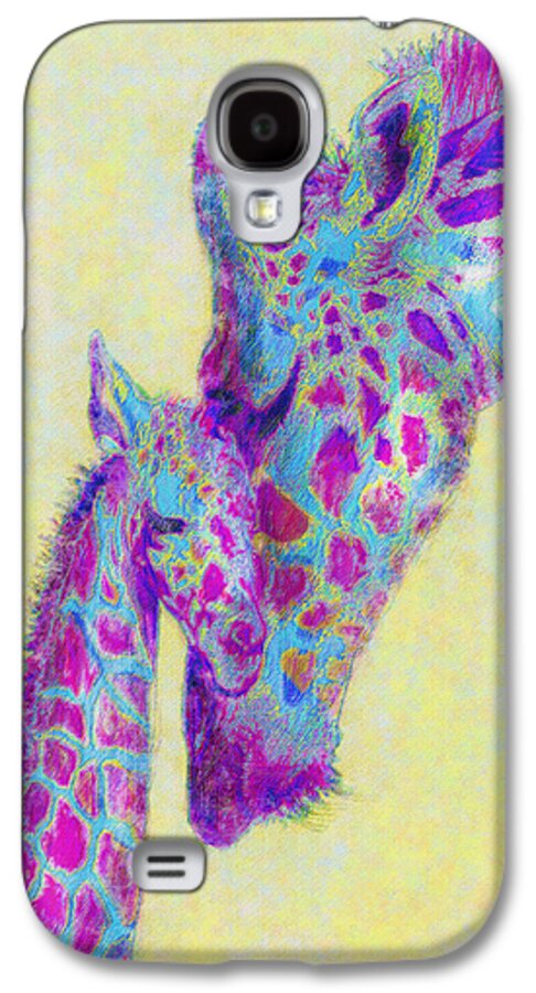  Jane Schnetlage Galaxy S4 Case featuring the digital art Violet Giraffes by Jane Schnetlage