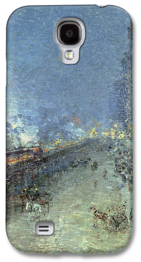 American Impressionist; Street; Rain; Tram; Lights; Night; The Ten Group; Nyc; Manhattan; Public Transport System; Impressionism Galaxy S4 Case featuring the painting The El by Childe Hassam