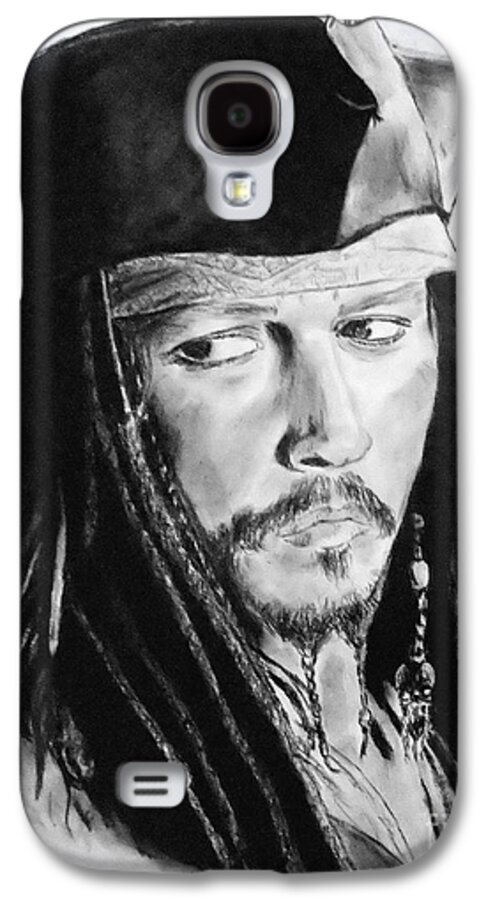 Johnny Depp Galaxy S4 Case featuring the drawing Johnny Depp as Captain Jack Sparrow in Pirates of the Caribbean II by Jim Fitzpatrick