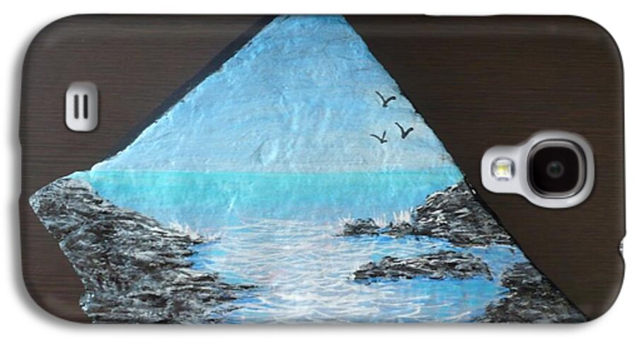 Rock Galaxy S4 Case featuring the painting Water With Rocks by Monika Shepherdson