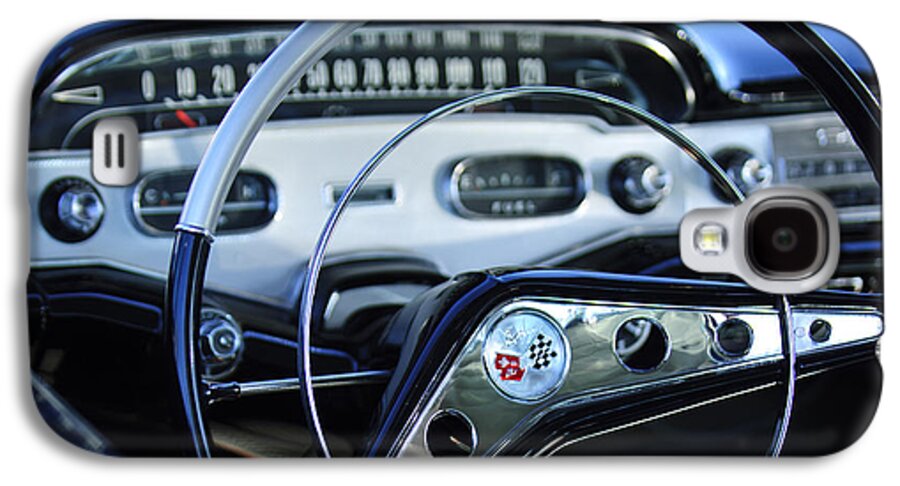 1958 Chevrolet Impala Galaxy S4 Case featuring the photograph 1958 Chevrolet Impala Steering Wheel #2 by Jill Reger