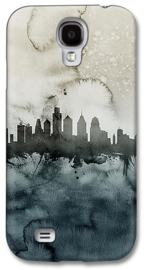 Philadelphia Galaxy S4 Case featuring the digital art Philadelphia Pennsylvania Skyline #6 by Michael Tompsett