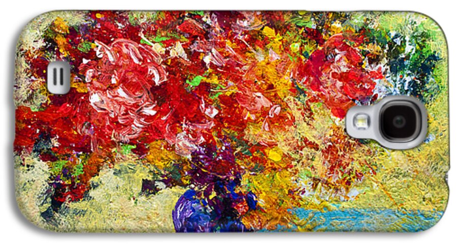 Floral Galaxy S4 Case featuring the painting Abstract Floral 1 by Marion Rose